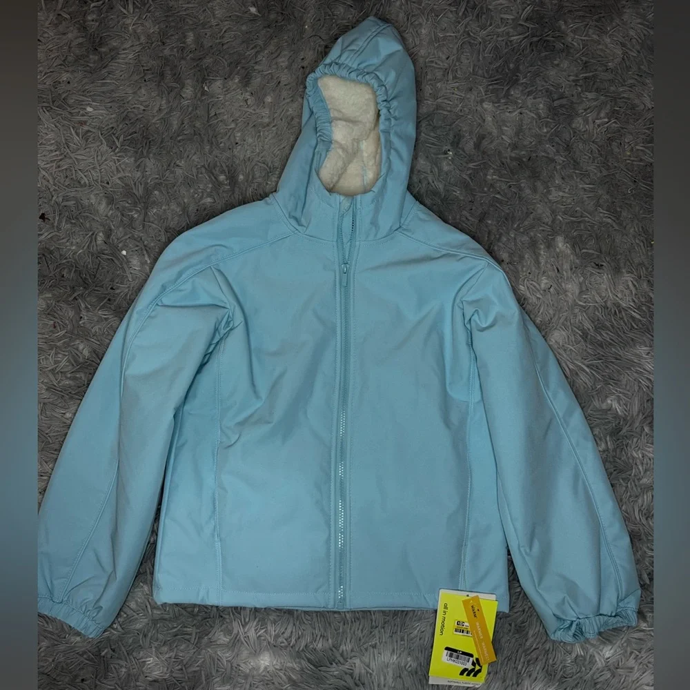 All In Motion Girls Softshell Fleece Jacket - Blue Size Extra Large (14) NWT
